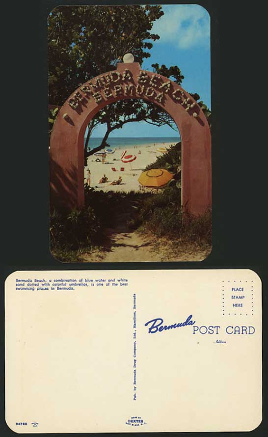 BERMUDA Old Colour Postcard BERMUDA BEACH Entrance Gate