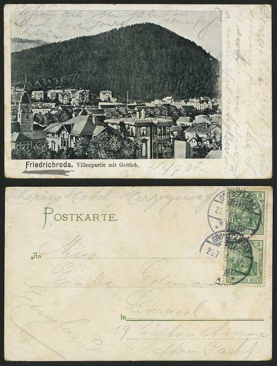 Germany Old Postcard FRIEDRICHRODA Villenpartie Gottlob