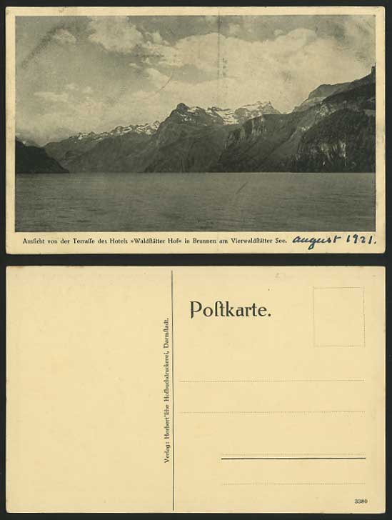 Switzerland 1921 Old RP Postcard LAKE LUCERNE Mountains