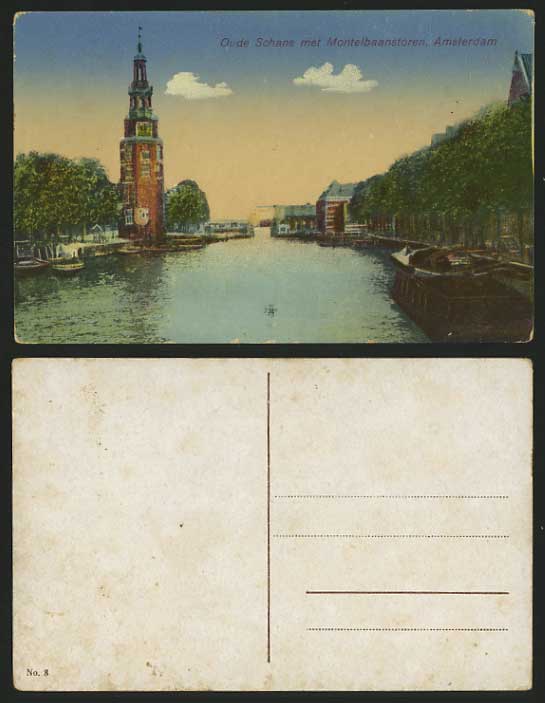 AMSTERDAM Old Postcard Oude Schans met Montelbaanstoren