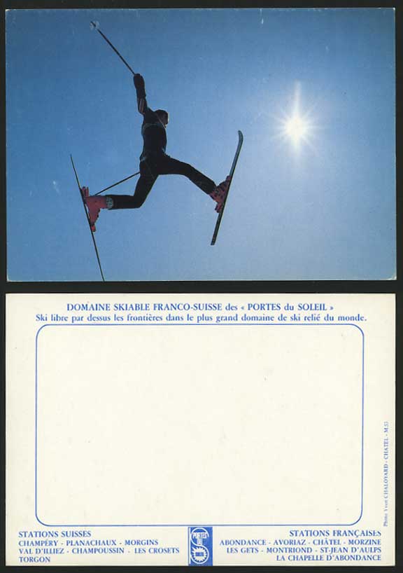 SKIING Spectacular Jump Domaine Skiable Postcard SPORT