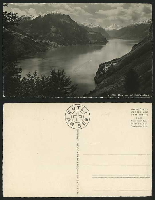 Swiss Old Postcard BRISTENSTOCK Urnersee Lake Panorama