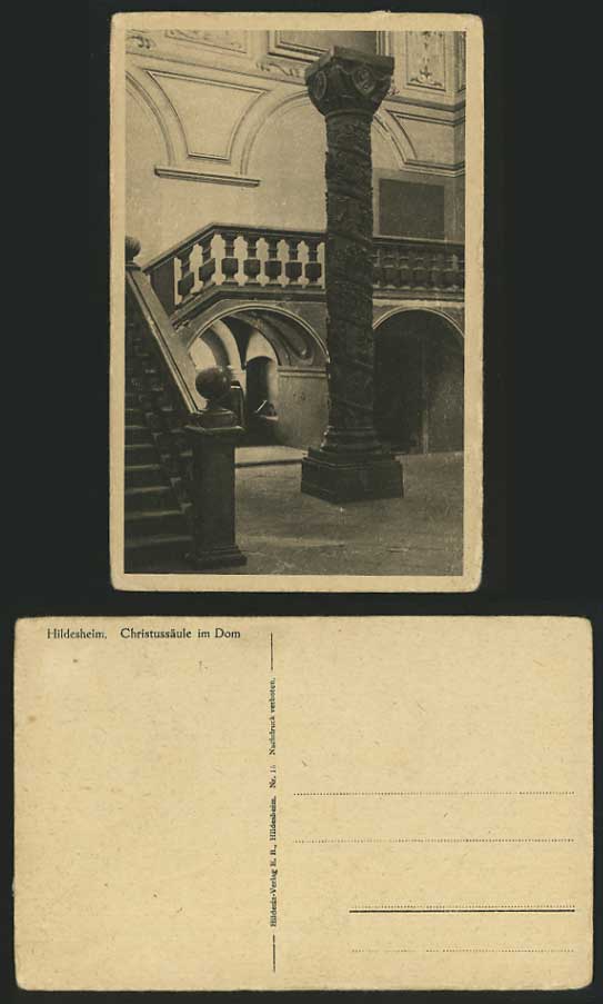 Germany Old Postcard HILDESHEIM Christ Column Dome Dom