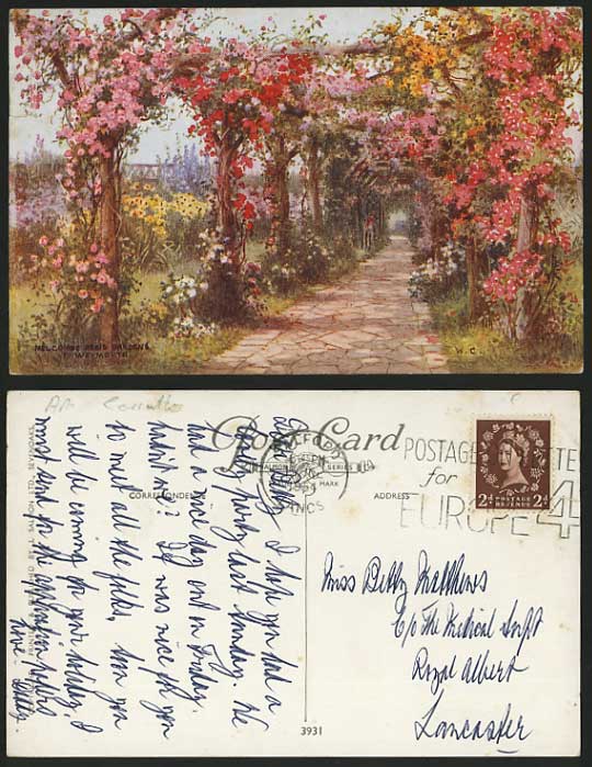 WEYMOUTH 1954 ART Drawn Postcard Melcombe Regis Gardens