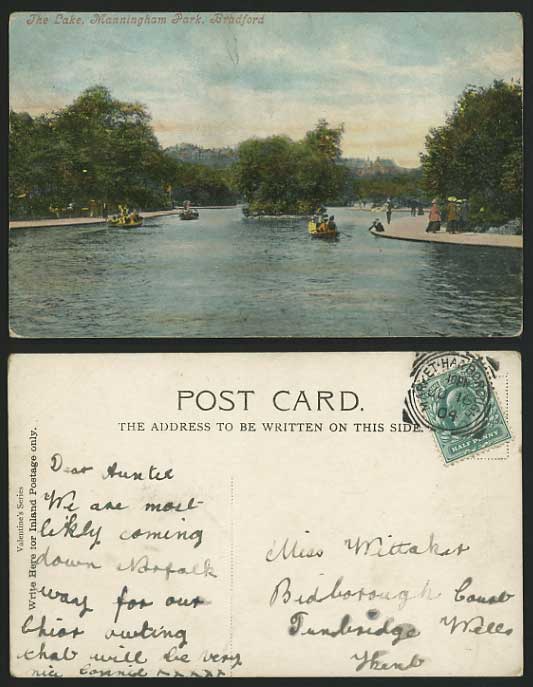 Yorkshire 1904 Postcard BRADFORD Manningham Park BOATS