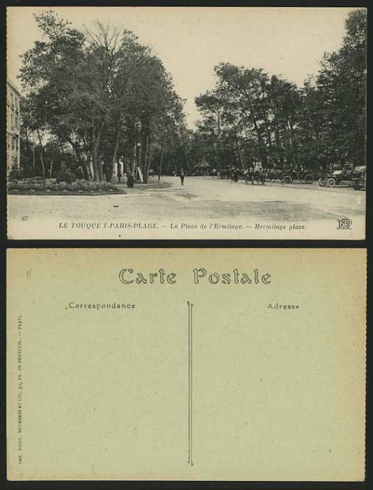 TOUQUE T-PARIS-PLAGE Old Postcard Street Horse Carriage