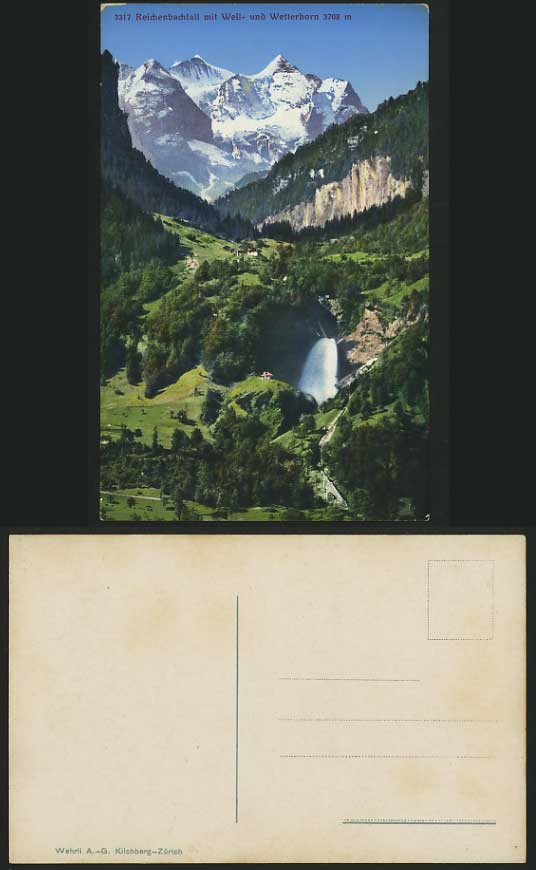 Swiss Old Postcard REICHENBACHFALL Wetterhorn Waterfall