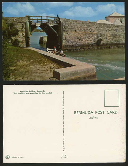 Bermuda Old Postcard SOMERSET BRIDGE Boat Draw-Bridge