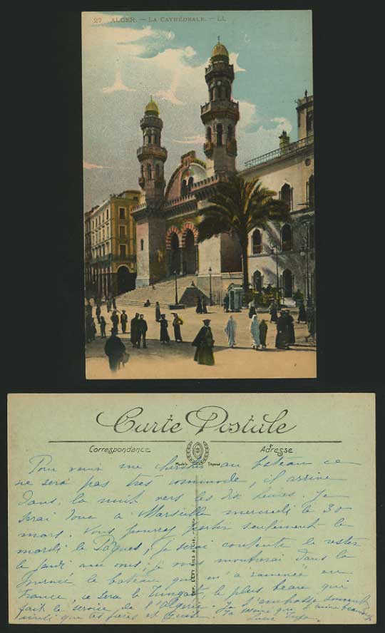Algeria LL No. 27 Old Colour Postcard ALGIERS Cathedral