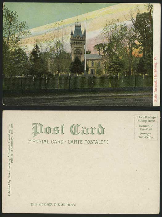 USA Old Colour Postcard - HARRISBURG State Arsenal PA.