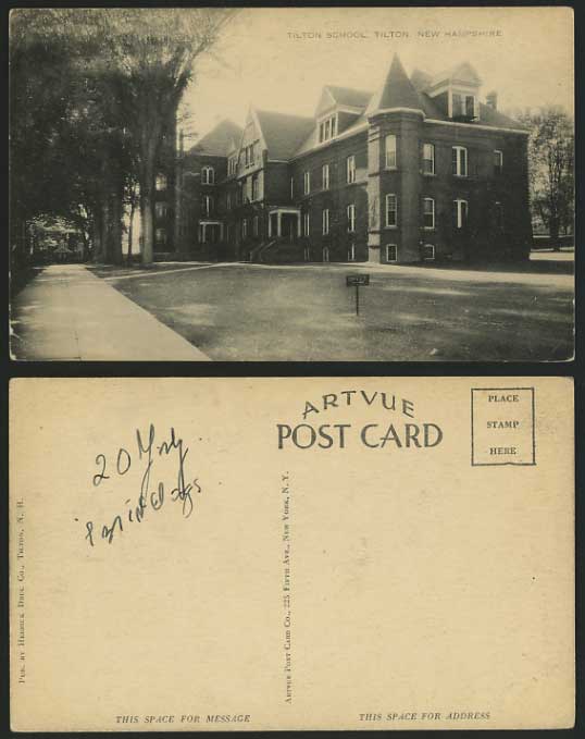 USA Old B/W Postcard TILTON SCHOOL Office New Hampshire