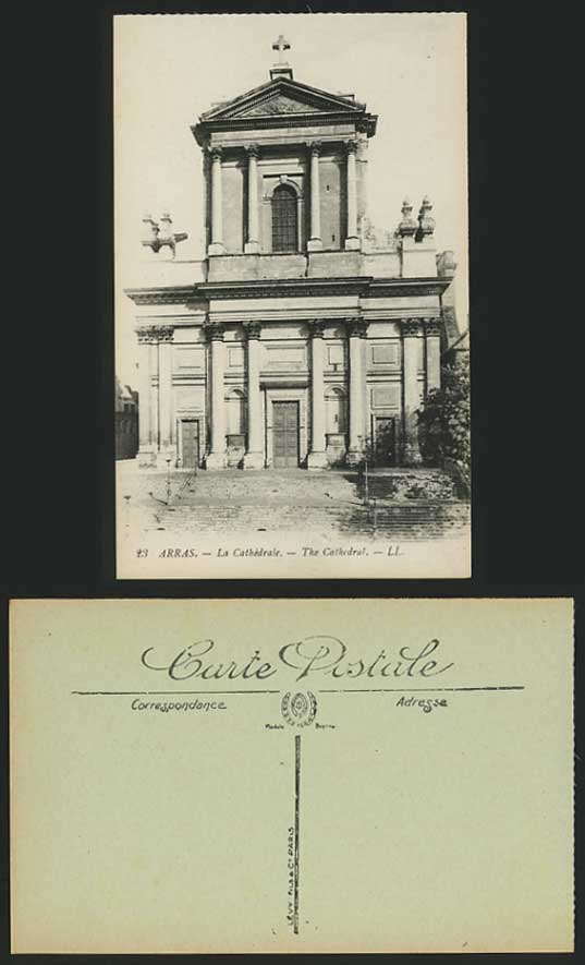 France L.L. No. 23 Old B/W Postcard ARRAS The Cathedral