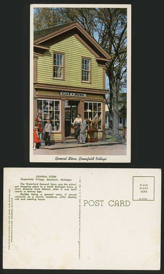 MICHIGAN Old Postcard Greenfield Village Dearborn STORE
