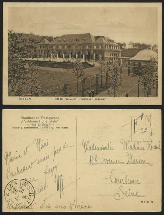 WITTEN Old Postcard City Restaurant Parkhaus Hohenstein