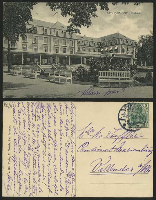 Germany 1912 Old Postcard BAD PYRMONT Casino - Kurhaus