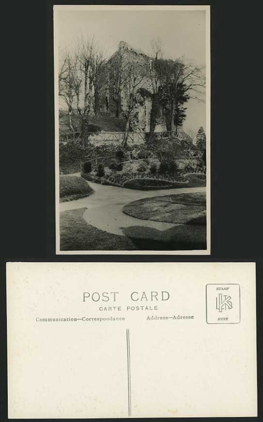 RUINS IN PARK or Garden - Old Real Photo Postcard