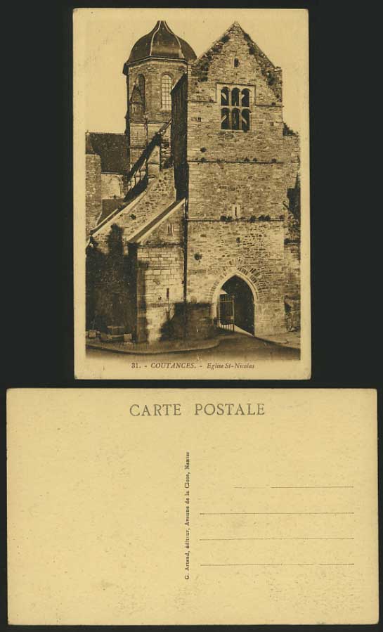 France Old Postcard COUTANCES Church St. Nicolas Eglise