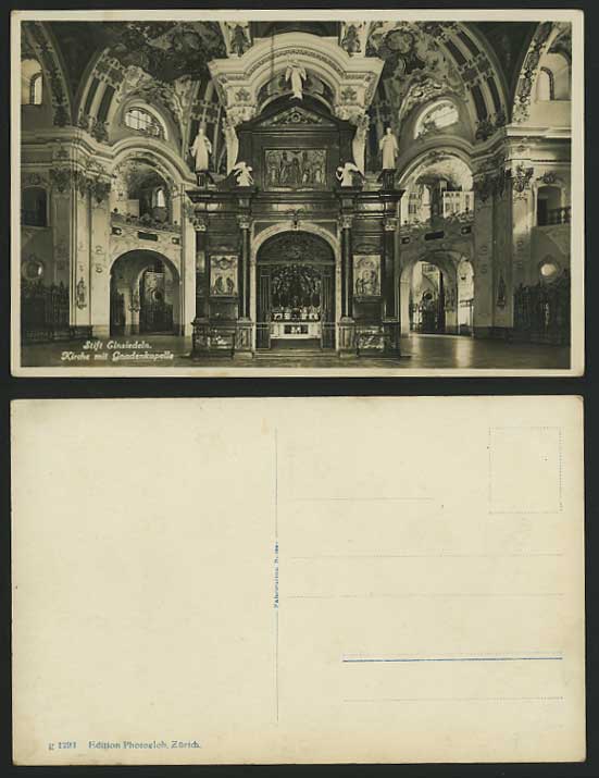 Swiss Old R.P. Postcard EINSIEDELN ABBEY Gnadenkapelle
