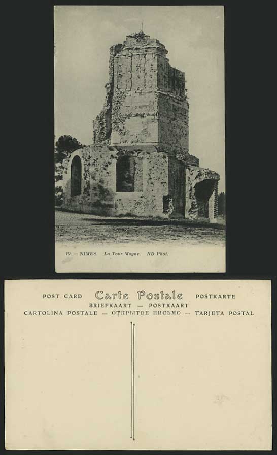 France Old B/W Postcard NIMES La Tour Magne Tower Ruins