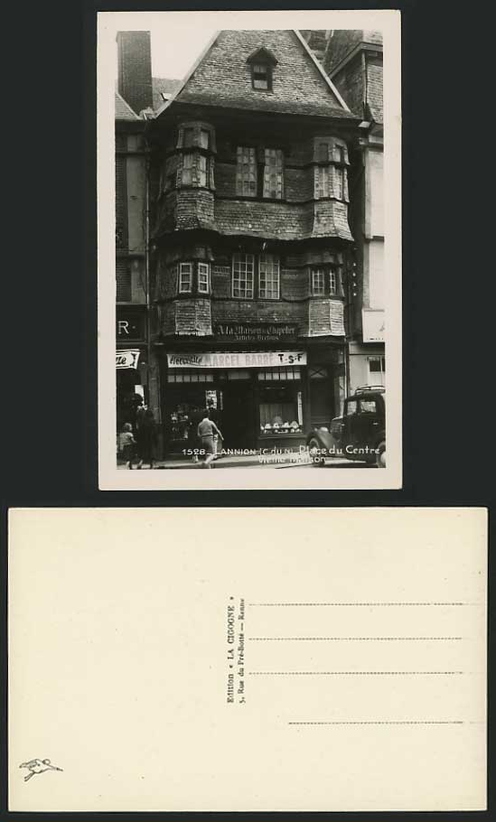 LANNION Old Postcard Place du Centre Electric Shopfront