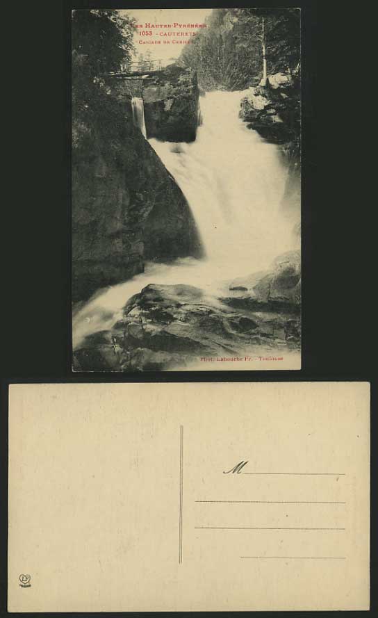 France Old Postcard CAUTERETS Cascade de Cerisey BRIDGE