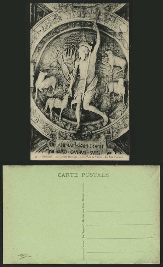 France Old Postcard ROUEN La Grosse Horloge Sheep Ram