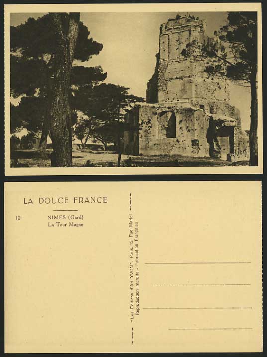 France Gard Old Postcard NIMES Ruins Tower - Tour Magne