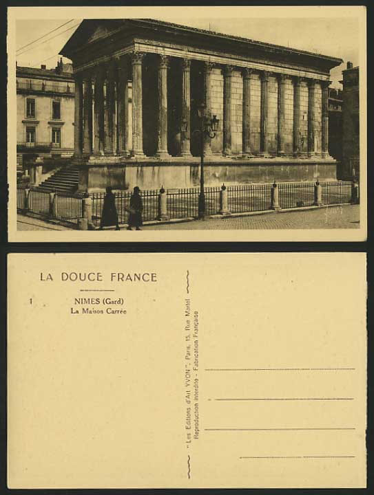 France Gard Old Postcard NIMES La Maison Carree theatre
