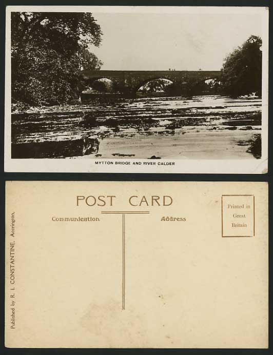 Yorkshire Old R.P. Postcard RIVER CALDER Mytton Bridge