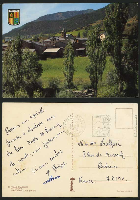 Andorra 1978 Postcard - LA MASSANA Trees & Parcial View