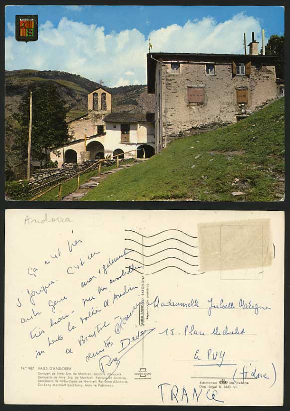 ANDORRA Patroness Postcard Cur-Lady Meritxell Sanctuary