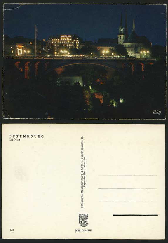 LUXEMBOURG Early Postcard Illuminated / Bridge by Night