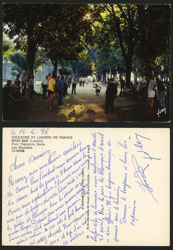 BOWLS Sport France 1976 Colour Postcard Dax Landes Park