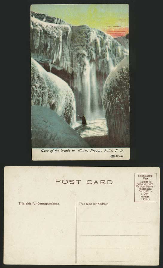 USA Old Postcard NIAGARA FALLS Cave of Winds in Winter