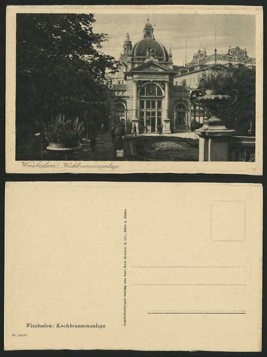 Germany Old Postcard WIESBADEN Kochbrunnenanlage
