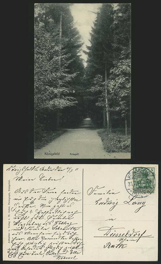 Germany 1911 Old Postcard - KOENIGSFELD Anlagen / Trees