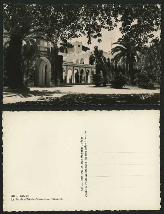 Algeria Old Postcard ALGIERS Palais Gouverneur General