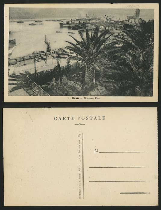 Algeria Old Postcard ORAN Harbour Boats & STEAM SHIPS