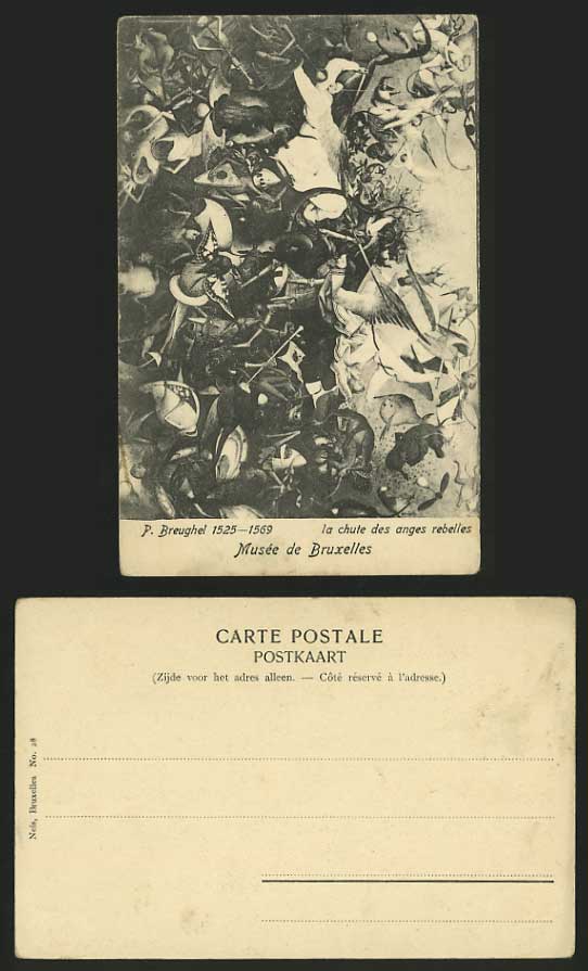 P. BREUGHEL - Chute des Anges Rebelles Old ART Postcard