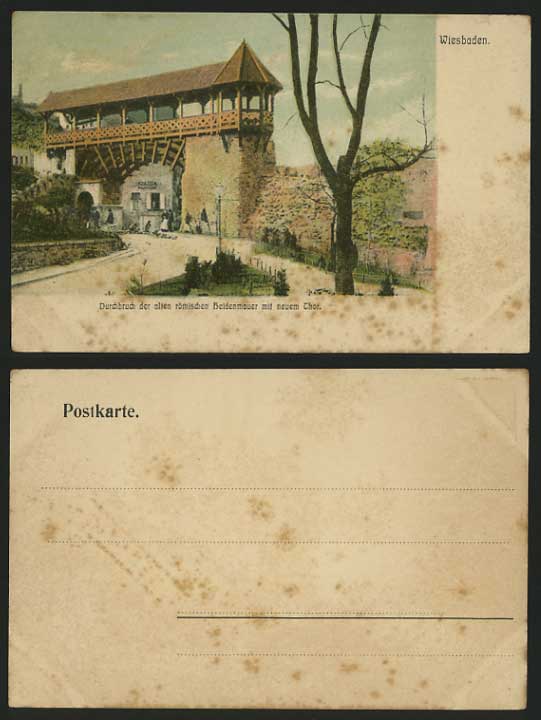Germany Vintage UB Postcard WIESBADEN Old Gate New Thor