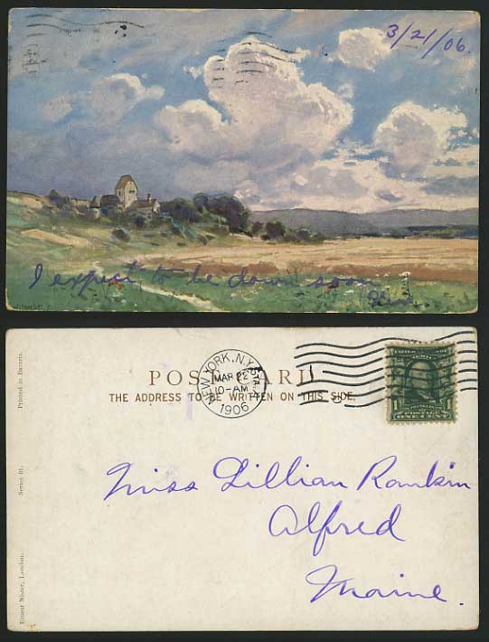 Artist Signed USA 1906 Postcard CORNFIELD Nature Scene