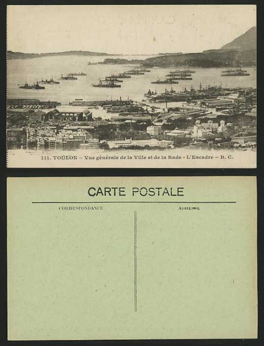France Old Postcard TOULON Harbour - View of Ship Fleet