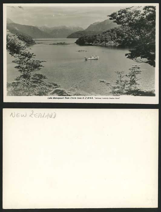NEW ZEALAND Old RP Postcard Lake Manapouri Circle Cove