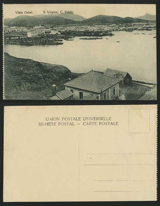 CAPE VERDE S. Vicente Old Postcard Harbour General View