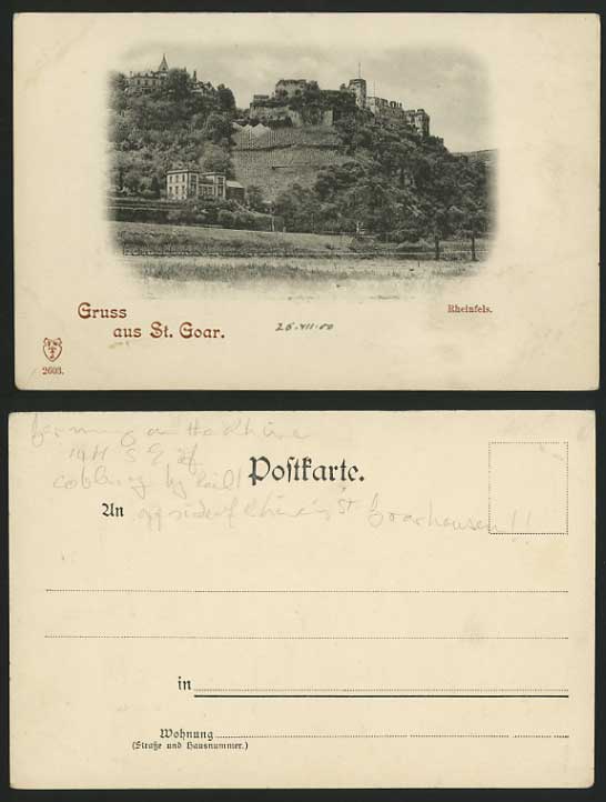 Gruss aus St. Goar Germany 1900 Old Postcard Rheinfels