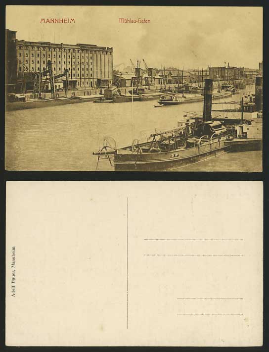 Germany Old Postcard MANNHEIM Ships & Boats in Harbour