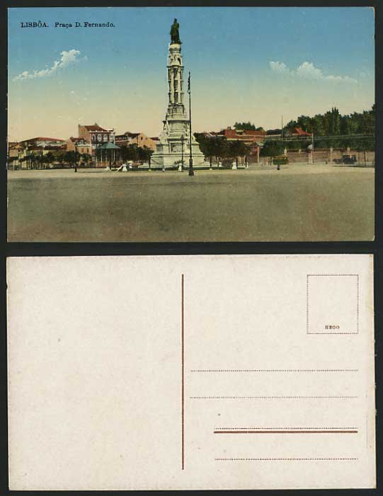 Portugal Old Postcard LISBON Praca D. Fernando - Statue