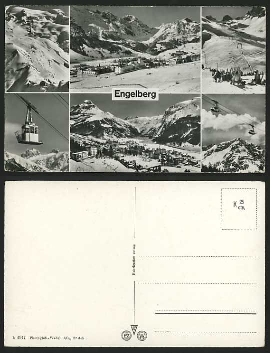 Swiss Old Multiview Postcard ENGELBERG Winter Landscape
