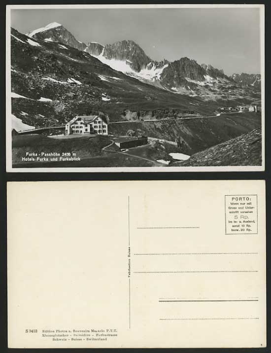 Switzerland Old R.P. Postcard Hotels / FURKA PASS HOTEL