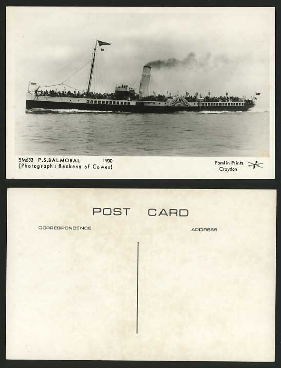 PADDLE STEAMER P. S. Balmoral 1900 Real Photo Postcard